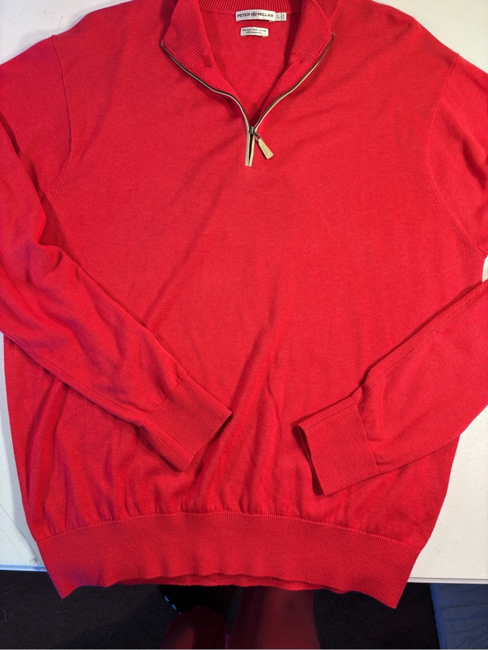 Peter Millar Bright Orange/red Zip-Neck Sweater